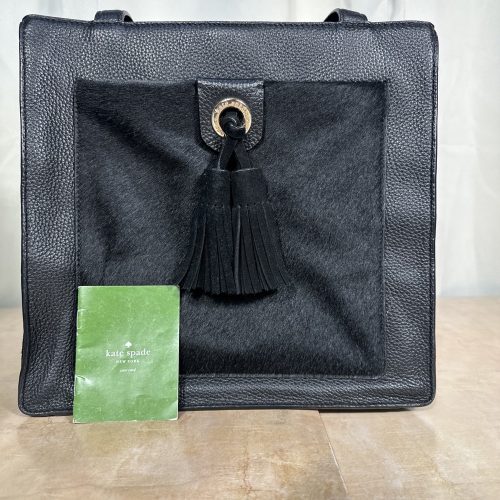 Kate Spade Sequoia‎ Ave Kassandra Black Leather Tote Shoulder Bag Handbag Purse